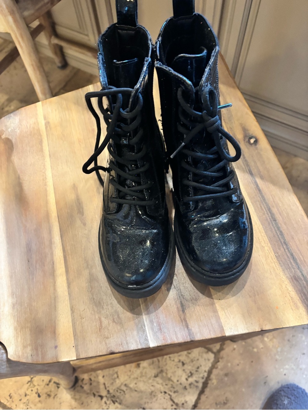 Target Black Patent Lace-Up Kids Boots
